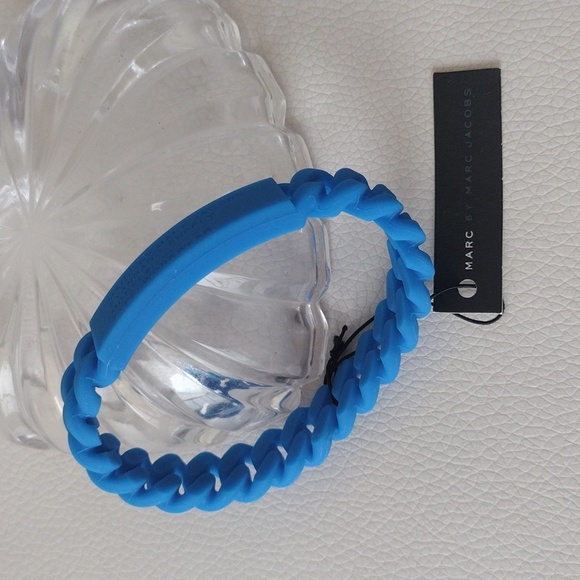 Marc By Marc Jacobs Vibrant Blue Coiled Silicone Jewelry Bracelet - Picture 8 of 9